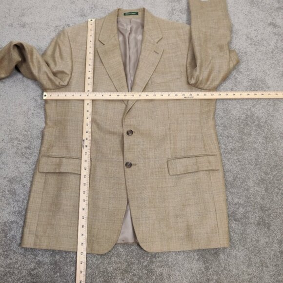 Ralph Lauren Men's Blazer Tan Jacket Size 44L Silk Linen Lambswool Quiet Luxury - Picture 6 of 12